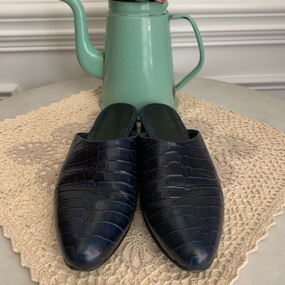 Freda Salvador Lay Mules Croc Embossed Leather 7 - Picture 5 of 11